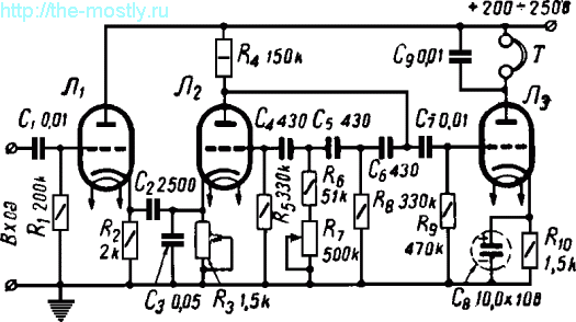 Схема узкополосного фильтра для радиоприёмника