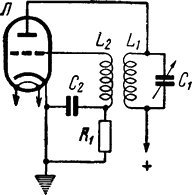 Схема генератора с самовозбуждением на электронной лампе
